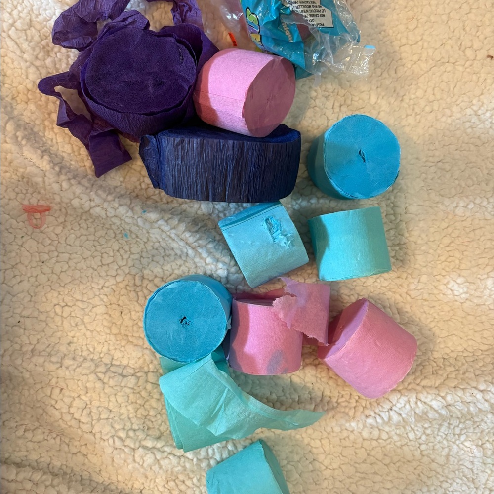 Party Crepe Streamers - Pink, Teal, Blue & Purple Decorative Rolls